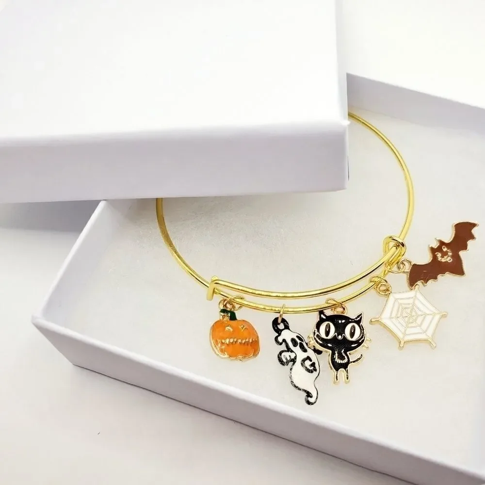 Hand Crafted Gold Plated Halloween Charm Bracelet